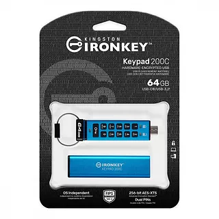 Kingston Pendrive 64GB IronKey Keypad 200 FIPS140-3 Lvl3 AES-256