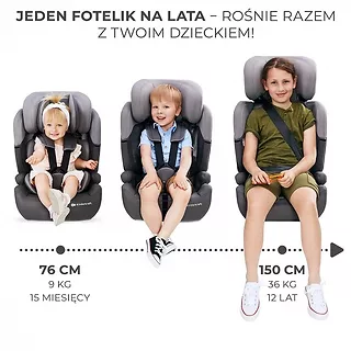 Kinderkraft Fotelik samochodowy COMFORT UP i-Size 76-150 cm GREY 9-36kg