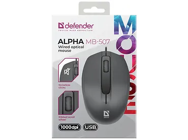 MYSZ DEFENDER ALPHA MB-507 SILENT CZARNA 1000dpi 3P