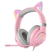Onikuma Słuchawki gamingowe X30 kocie uszy różowe (przewodowe)