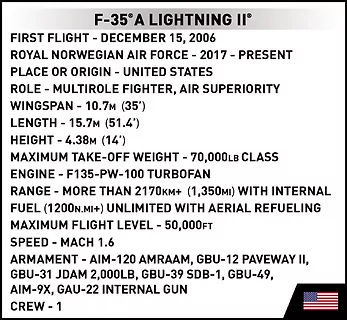 Cobi Klocki Klocki Armed Forces F-35A Lightning II Poland 580 klocków