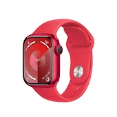 Apple Watch Serie 9 GPS, 41mm Koperta z aluminium z edycji (PRODUCT)RED z paskiem sportowy z edycji (PRODUCT)RED - M/L