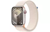 Apple Watch Series 9 GPS + Cellular, 45mm Koperta z aluminium w kolorze księżycowej poświaty z opaską sportową w kolorze księżycowej poświaty