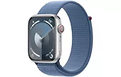 Apple Watch Series 9 GPS + Cellular, 45mm Koperta z aluminium w kolorze srebrnym z opaską sportową w kolorze zimowego błękitu