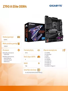 Gigabyte Płyta główna Z790 AORUS ELITE DDR4 S1700 4DDR4 USB/M.2 ATX