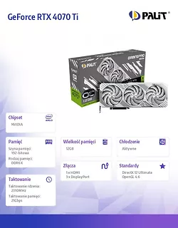 Palit Karta graficzna GeForce RTX 4070 Ti GamingPro OC 12G GDDR6X 192bit biała