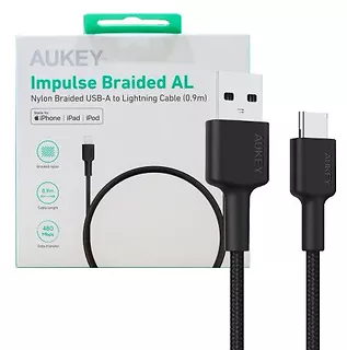 AUKEY CB-CD30 nylonowy kabel USB C - USB A | 0.9m | 3A | 60W PD | 20V