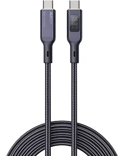 AUKEY CB-MCC102 nylonowy kabel USB C - USB C | LED | 1.8m | 5A | 100W PD | 20V