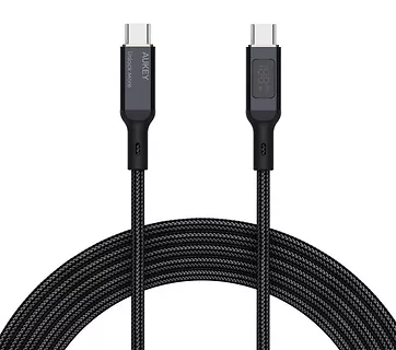 AUKEY CB-MCC102 nylonowy kabel USB C - USB C | LED | 1.8m | 5A | 100W PD | 20V