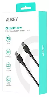 AUKEY CB-NCC1 nylonowy kabel USB C - USB C | 1m | 3A | 60W PD | 20V