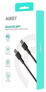 AUKEY CB-NCC2 nylonowy kabel USB C - USB C | 1.8m | 3A | 60W PD | 20V