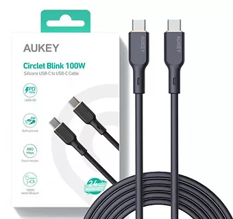 AUKEY CB-SCC101 silikonowy kabel USB C - USB C | 1m | 5A | 100W PD | 20V