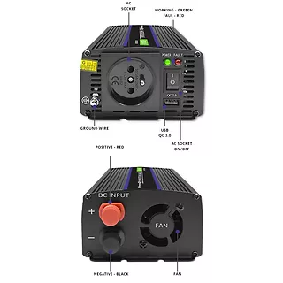 Qoltec Przetwornica napięcia Monolith 600 MS Wave | 12V na 230V |       300/600W | USB