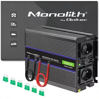 Qoltec Przetwornica napięcia Monolith 3000 MS Wave | 12V na 230V |      1500/3000W | USB