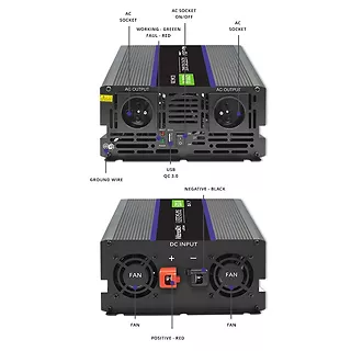 Qoltec Przetwornica napięcia Monolith 6000 MS Wave | 12V na 230V | 3000/6000W | USB