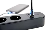Gembird Inteligentna listwa Tuya 4xDE 2xUSB-A 1xUSB-C Czarna