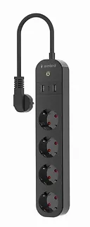 Gembird Inteligentna listwa Tuya 4xDE 2xUSB-A 1xUSB-C Czarna
