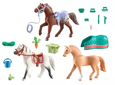 Playmobil Zestaw z figurkami Horses 71356 3 konie: Morgan, Quarter Horse i Angloar