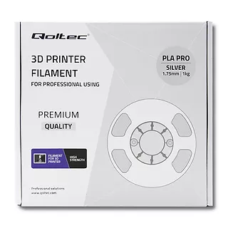 Qoltec Profesjonalny filament do druku 3D | PLA PRO | 1kg | 1.75mm | Srebrny