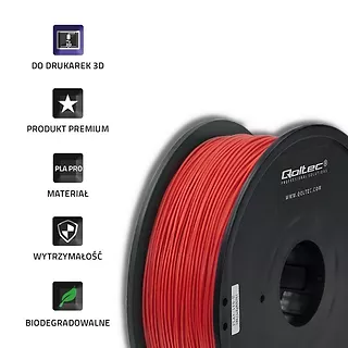 Qoltec Profesjonalny filament do druku 3D | PLA PRO | 1.75mm | 1kg | Czerwony
