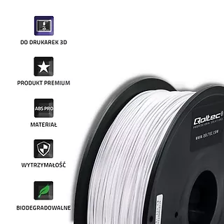 Qoltec Profesjonalny filament do druku 3D | ABS PRO | 1.75mm | 1kg | Biały