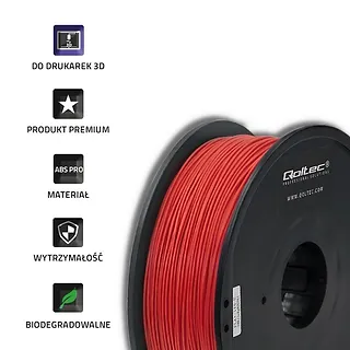 Qoltec Profesjonalny filament do druku 3D | ABS PRO | 1.75mm | 1kg | Czerwony