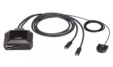 ATEN Przełącznik kablowy 2-portowy  4K USB-C DP KVM