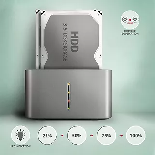 AXAGON ADSA-DC Stacja dokująca USB 3.2 Gen 1 - 2x SATA 6G 2.5"/3.5" SSD/HDD