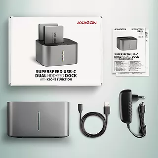AXAGON ADSA-DC Stacja dokująca USB 3.2 Gen 1 - 2x SATA 6G 2.5"/3.5" SSD/HDD