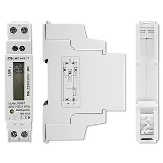 Qoltec Jednofazowy elektroniczny licznik | miernik zużycia energii na   szynę DIN | 230V | LCD | 2P | Slim