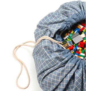 Play&GO Worek na zabawki Organic -  Grid, niebieski