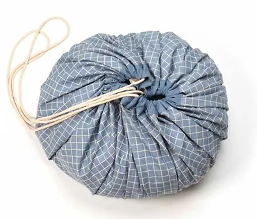 Play&GO Worek na zabawki Organic -  Grid, niebieski