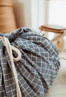 Play&GO Worek na zabawki Organic -  Grid, niebieski