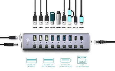 i-tec Hub USB 3.0/USB-C 9 portów LAN + Power Adapter 60W