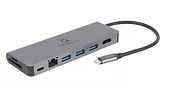 Gembird Hub USB-C do HDMI 1xUSB-C GbE 2xUSB-A Card PD