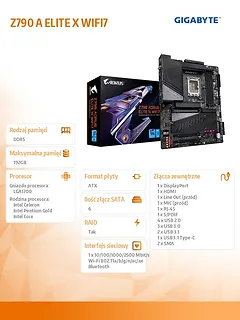 Gigabyte Płyta gł&oacute;wna Z790 AORUS ELITE X WIFI 7 S1700 4DDR5 USB ATX