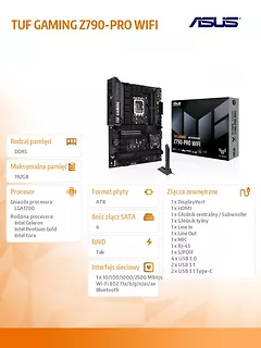 Asus Płyta główna TUF GAMING Z790-PRO WIFI s1700 4DDR5 HDMI ATX