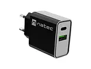 Natec Ładowarka sieciowa Ribera 1x USB-A + 1x USB-C 20W Czarna