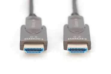 Digitus Kabel hybrydowy AOC HDMI 2.0 Premium High Speed Ethernet 4K60Hz UHD HDMI D/A HDMI D/A M/M z odłączanym wtykiem, 20m, Czarny