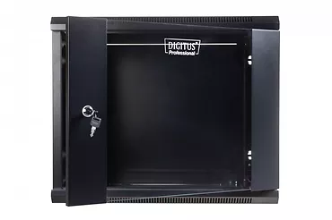 Digitus Szafa sieciowa wisząca 19" 9U rack 600x600, drzwi szyba, niedzielona, niezłożona, Czarna