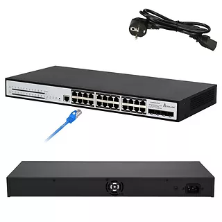 Extralink Przełącznik zarządzalny PoE Chiron Pro 24xRJ45 1000mb/s PoE, 4xSFP+  L3, 370W