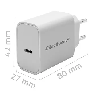 Qoltec Ładowarka Super Quick PD | USB-C | 20W | 5-12V | 1.67-3A | Biała