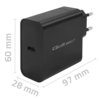 Qoltec Ładowarka Super Quick PD | 1xUSB-C | 65W | 5-20V | 3-3.25A |     Czarna