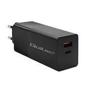 Qoltec Ładowarka GaN Power Pro | 1xUSB-C | 1xUSB | 100W | 5-20V | 1.5-5A| PD | Czarna