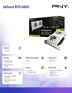 PNY Karta graficzna GeForce RTX 4060 8GB VERTO OC DUAL FAN DLSS 3
