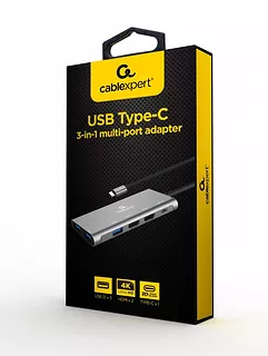Gembird Adapter USB-C Hub USB-C PD HDMI x2 USB 3.0x3
