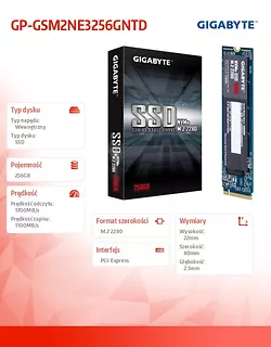 Gigabyte Dysk SSD NVMe 256GB M.2 2280 1700/1100MB/s