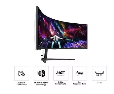 Samsung Monitor 57 cali LS57CG952NUXEN VA 7680x2160 DUHD 32:9 3xHDMI 1xDP 2xUSB 3.0 1ms(GTG) zakrzywiony HAS 240Hz Gaming 2 lata d2d