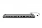 Digitus Stacja dokująca USB-C, 11 portów TripleMonitor 2xHDMI 4K30Hz 1xVGA FHD 3xUSB-A 3.0 RJ45 PD3.0, Srebrna