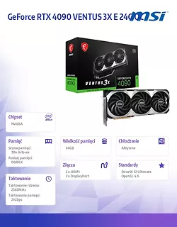 MSI Karta graficzna GeForce RTX 4090 VENTUS 3X E 24G OC GDDR6X 384bit